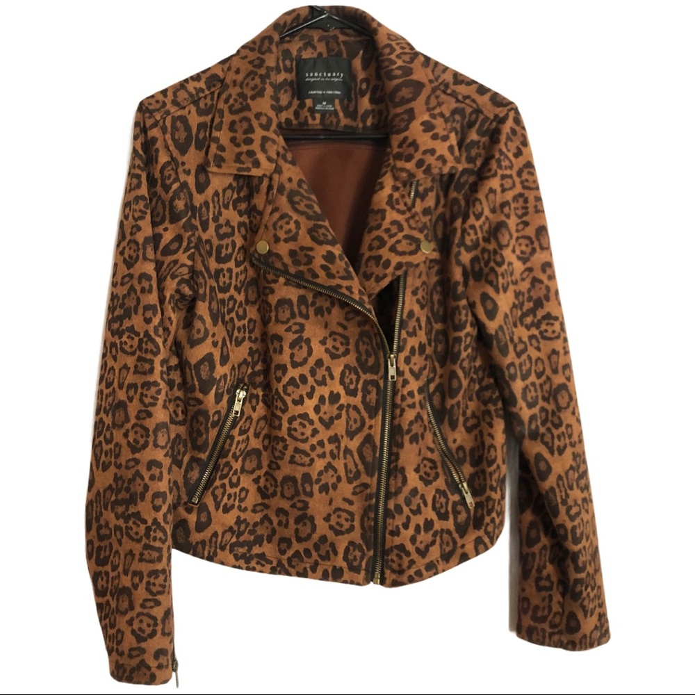 Sanctuary Cheetah Print Suede Moto Jacket